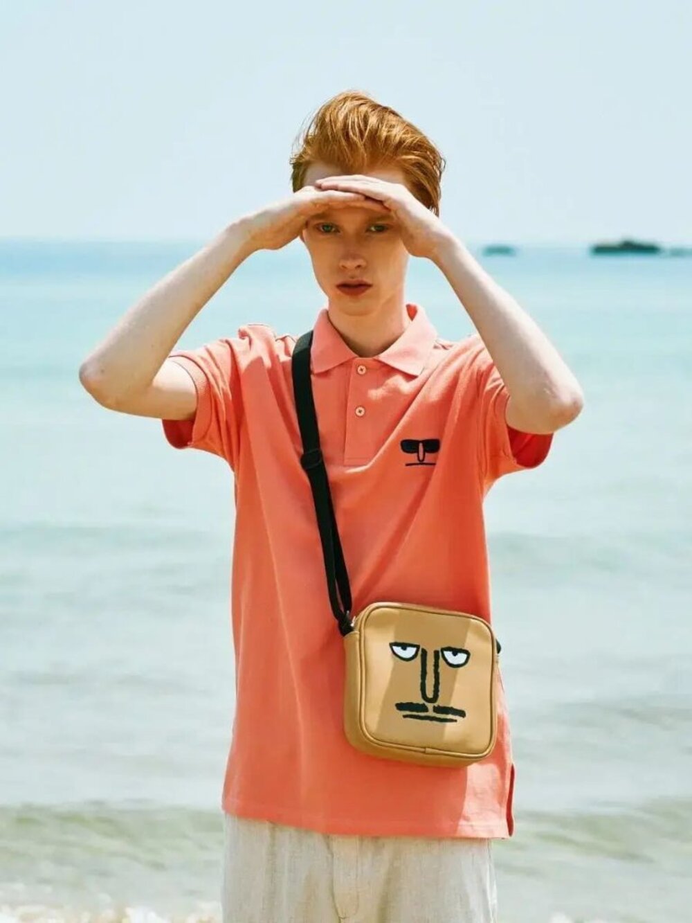 NEW NouNou by Jean Jullien Coral Pink Pique Polo Shirt M